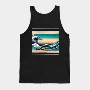 Elegance Meets Nature - A Stunning Ukiyo-e Sunset Wave Tank Top